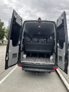 Interior of Sprinter Van by Black Diamond Luxury Limo