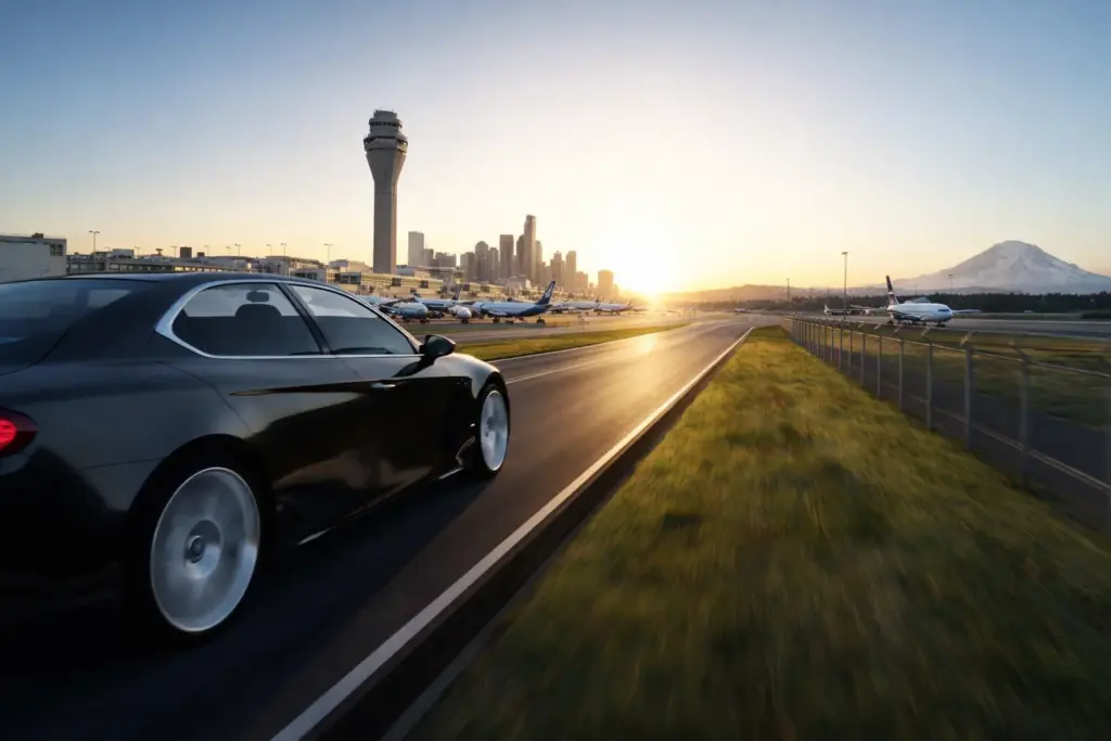 Private black car transfer from Seattle airport to FIFA 2026 match in Seattle
